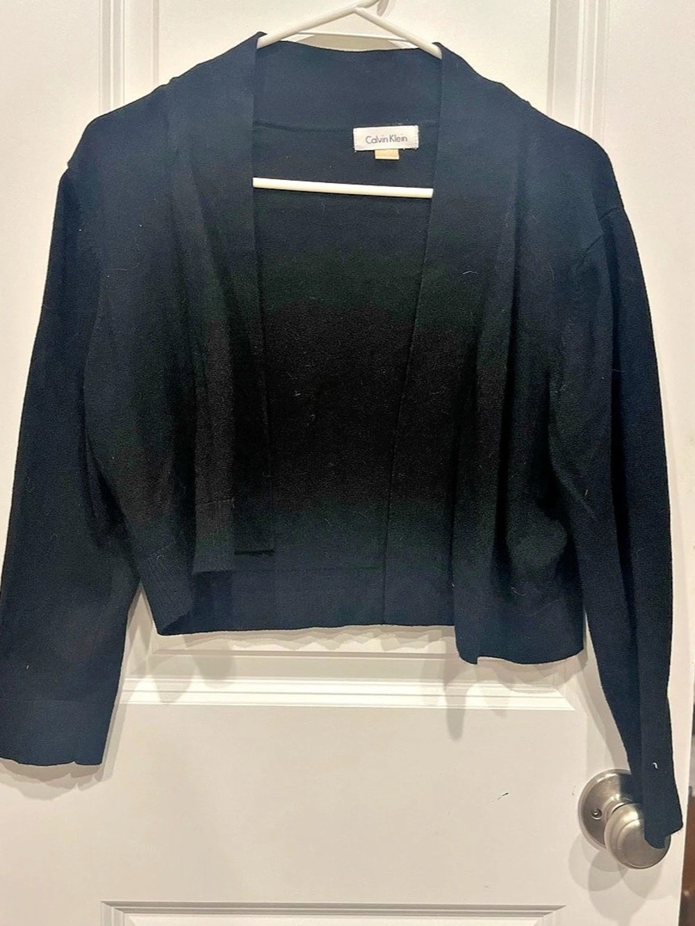 Calvin Klein Black Open Front Cropped Cardigan